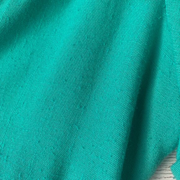 Vintage Germaine Teal Green Dress with Belt Short Sleeves 70s 80s Size 16 - Picture 11 of 14